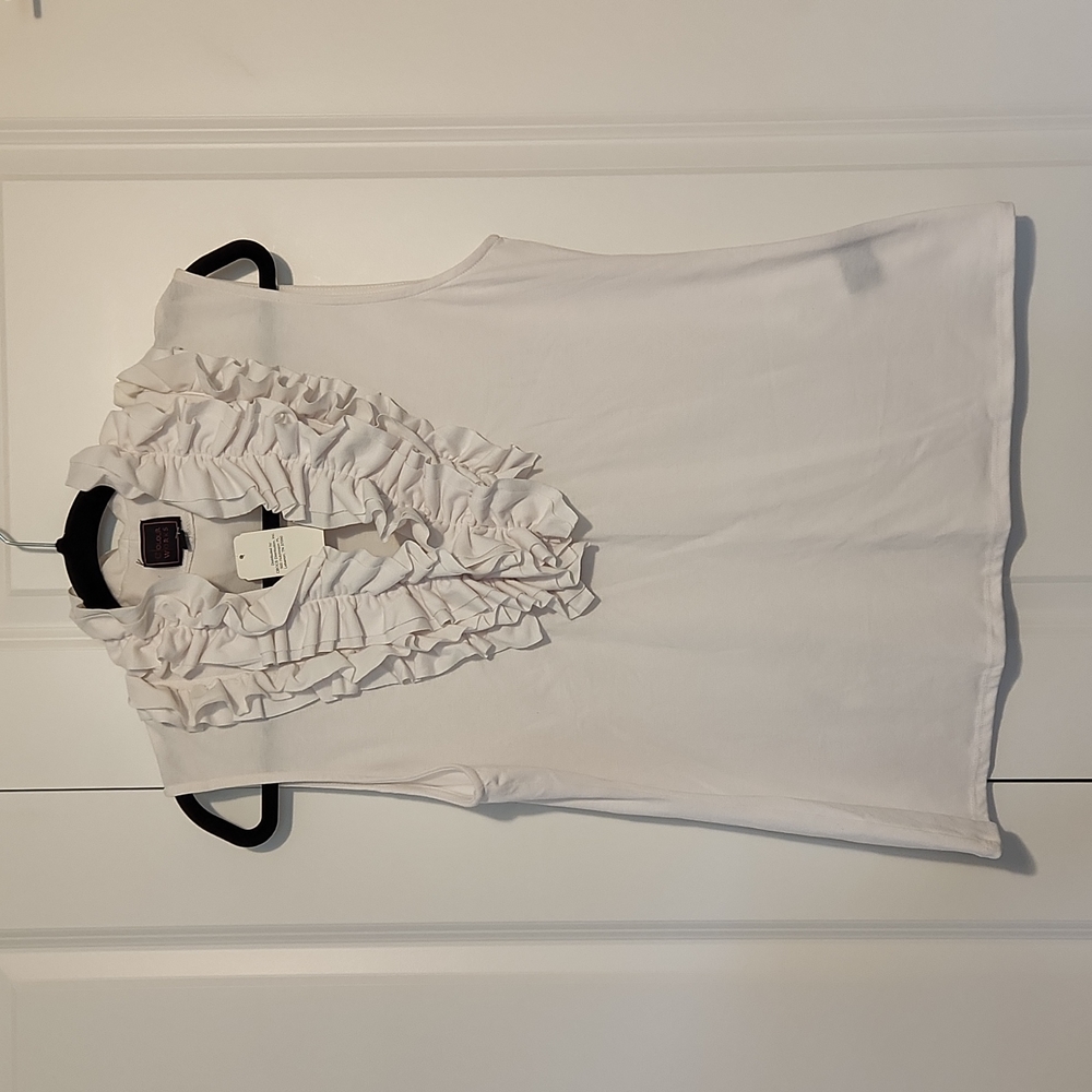 White Ruffle Sleeveless Tee XL